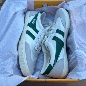 Gola Vegan Badminton Off-White/Green Sneakers Size 9